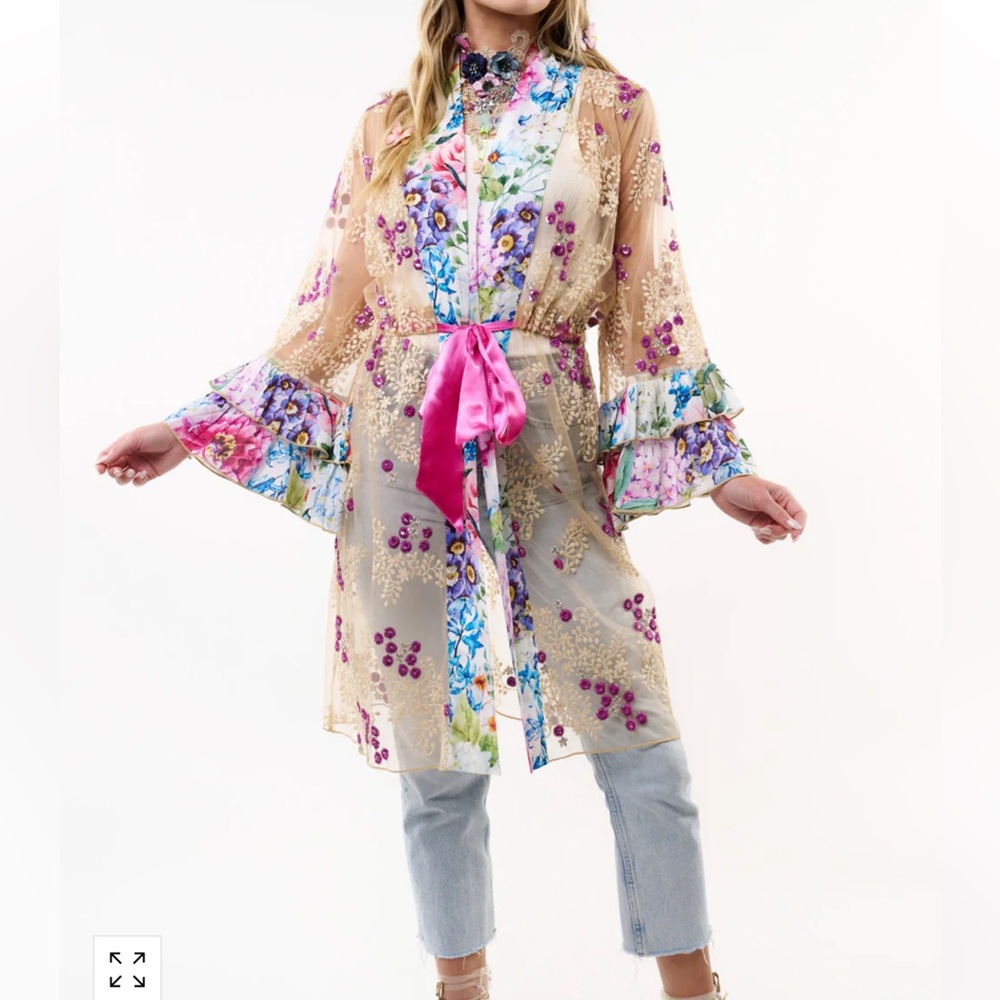 🆕 ARATTA IBIZA EMBELLISHED MESH KIMONO